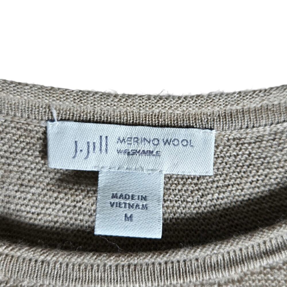 J Jill Sweater Womens Medium Taupe Merino Wool Long Sleeve Tunic Pullover Knit - Picture 5 of 8